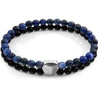 ANCHOR & CREW Men's Iguazu Silver & Stone Bracelet in Blue | Size: 21 cm