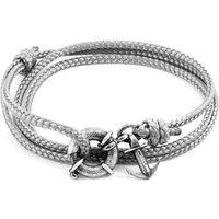 ANCHOR & CREW Men's Clyde Anchor Silver & Rope Bracelet in Grey