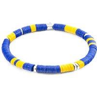 ANCHOR & CREW Men's Malawi Silver & Vinyl Disc Bracelet in Blue | Size: 21 cm