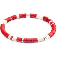 ANCHOR & CREW Men's Malawi Silver & Vinyl Disc Bracelet in Red | Size: 23 cm