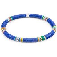 ANCHOR & CREW Men's Nakuru Silver & Vinyl Disc Bracelet in Blue | Size: 21 cm