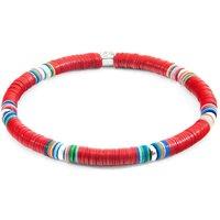 ANCHOR & CREW Men's Nakuru Silver & Vinyl Disc Bracelet in Red | Size: 19 cm