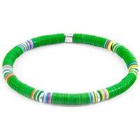 ANCHOR & CREW Men's Nakuru Silver & Vinyl Disc Bracelet in Green | Size: 23 cm