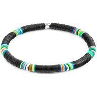 ANCHOR & CREW Men's Nakuru Silver & Vinyl Disc Bracelet in Black | Size: 21 cm