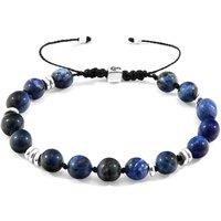 ANCHOR & CREW Men's Agaya Silver & Stone Beaded Macrame Bracelet in Blue
