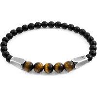 ANCHOR & CREW Men's Hukou Silver & Stone Bracelet in Brown | Size: 19 cm