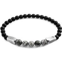 ANCHOR & CREW Men's Hukou Silver & Stone Bracelet in Grey | Size: 21 cm