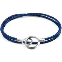 ANCHOR & CREW Men's Montrose Silver & Rope Bracelet in Navy | Size: 19 cm