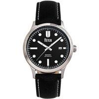 Reign Men's Henry Automatic Canvas-Overlaid Leather-Band Watch with Date in Black
