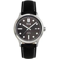 Reign Men's Henry Automatic Canvas-Overlaid Leather-Band Watch with Date in Dark Grey