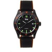 Reign Men's Elijah Automatic Rubber Inlaid Leather-Band Watch with Date in Orange