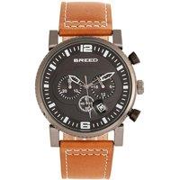 Breed Men's Ryker Chronograph Leather-Band Watch with Date in Dark Grey