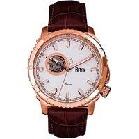 Bauer Automatic Semi-SkeletonLeather-Band Watch