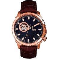 Bauer Automatic Semi-SkeletonLeather-Band Watch