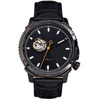 Bauer Automatic Semi-SkeletonLeather-Band Watch