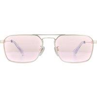 Police Men's Rectangle Shiny Palladium Pink Sunglasses in Silver