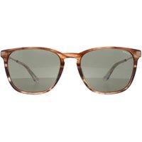 Police Men's Square Shiny Striped Brown Green SPLD47 Code 4 Sunglasses
