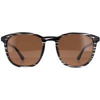 Police Men's Round Striped Grey Brown Polarized SPLF18E