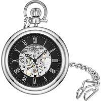 STHRLING Original Men's Vintage Pocket Watch Mechanical Hand-wind Movement Stainless Steel Skeleton Dial S in Black
