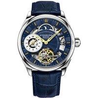 Presidia 943A Dual Time Automatic Watch 42mm Case Skeleton Dial Leather Strap