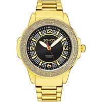 Madison 5565 48mm Quartz Watch with Crystal Studded Bezel and Silver Dial