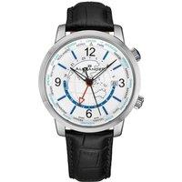 Alexander Men's A171A Journeyman 2 Luxury 42mm World Traveler Watch with Dark Blue Enamel Earth Pattern Crown