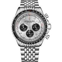STHRLING Original Men's Raceway 1010 Chronograph Watch Meca-Quartz Hybrid Movement Stainless Steel Beaded in Silver