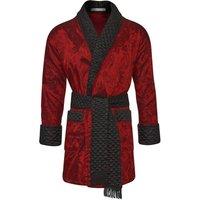 Bown of London Men's Clarke Short Smoking Jacket in Burgundy | Size: 2XL
