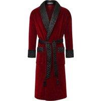 Bown of London Men's Astor Luxury Cotton Long Velvet Smoking Jacket in Red | Size: 2XL