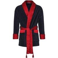 Bown of London Men's Cliveden Short Velvet Smoking Jacket Robe in Navy | Size: XL