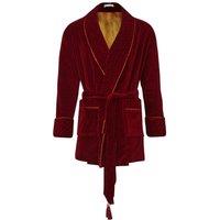 Bown of London Men's Howard Cotton Short Velvet Smoking Jacket in Burgundy | Size: 2XL
