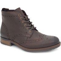 HX London Men's Kingston Leather Lace Up Brogue Boots in Brown | Size: 8