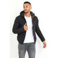 Brave Soul Men's Hooded Padded Jacket in Black | Size: Large
