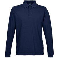 TEE JAYS Men's Luxury Stretch Long Sleeve Polo Shirt in Navy | Size: Small