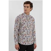 Steel & Jelly Men's Limited Edition Floral Slim Fit Shirt in White | Size: XL