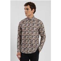 Steel & Jelly Men's Limited Edition Abstract Slim Fit Shirt in Stone | Size: Medium
