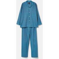 British Boxers Men's 'Stornoway' Herringbone Brushed Cotton Pyjama Set in Teal | Size: XL