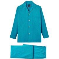 British Boxers Men's 'Storm' Herringbone Brushed Cotton Pyjama Set in Teal | Size: Medium