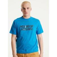 House of Holland Men's Electric Blue Transfer Printed T-shirt | Size: Medium