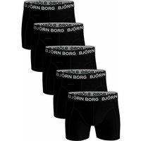 Bjorn Borg Men's 5 Pack Designer Band Cotton Boxer Shorts in Jet Black | Size: Medium