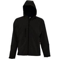 SOL'S Men's Replay Hooded Soft Shell Jacket (Breathable, Windproof & Water Resistant) in Black | Size: Small