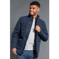 Kensington Eastside Men's Diamond Quilted Funnel Neck Jacket in Dark Navy | Size: Small