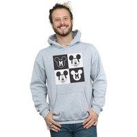 Disney Men's Mickey Mouse Smiling Squares Hoodie in Grey | Size: 2XL