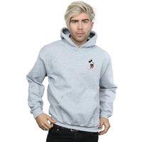 Disney Men's Mickey Mouse Kickin Retro Chest Hoodie in Grey | Size: Large