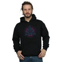 Harry Potter Men's Neon Deathly Hallows Hoodie in Black | Size: 3XL