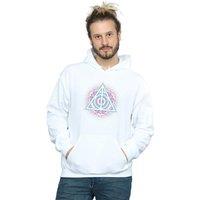 Harry Potter Men's Neon Deathly Hallows Hoodie in White | Size: 3XL