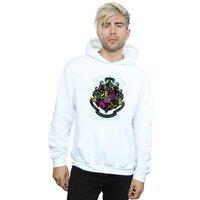 Harry Potter Men's Neon Hogwarts Crest Hoodie in White | Size: Small