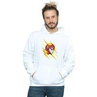 DC Comics Men's The Flash Lightning Portrait Hoodie in White | Size: 3XL