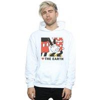 Disney Men's Mickey Mouse Heart The Earth Hoodie in White | Size: Medium