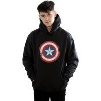 Marvel Men's Captain America Civil War Distressed Shield Hoodie in Black | Size: XL